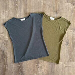 TWO Brand New Nordstrom Cap Sleeve Soft Modal Blend Business Casual T-Shirt | XS